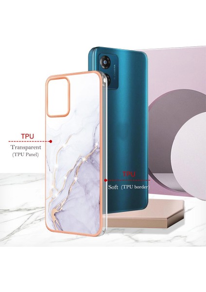Motorola Moto E7 Güç Koruma Yumuşak Tampon Mermer Desen Ince (Yurt Dışından)