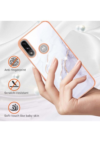Motorola Moto E7 Güç Yumuşak Tampon Mermer Desen Ince Tpu Için Kılıf (Yurt Dışından)