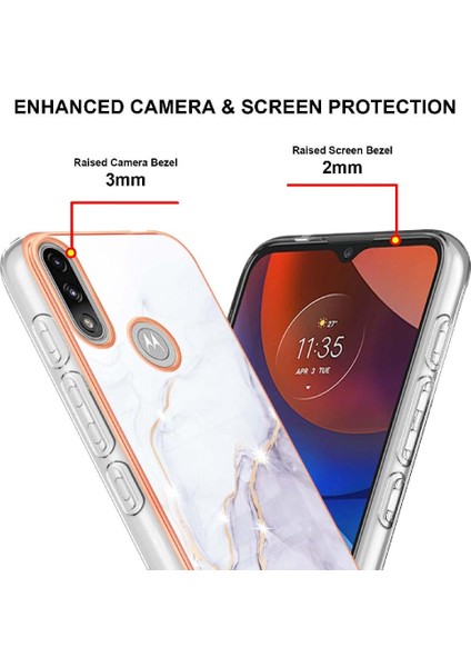 Motorola Moto E7 Güç Yumuşak Tampon Mermer Desen Ince Tpu Için Kılıf (Yurt Dışından)