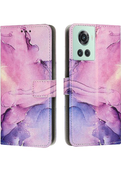 Oneplus 10R Boyalı Mermer Toka Flap Cüzdan Kılıf Kartı Ekleme Için Kılıf (Yurt Dışından)