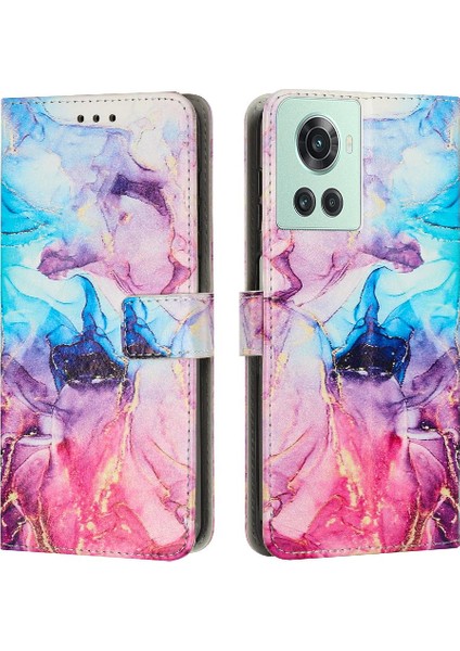 Oneplus 10R Boyalı Mermer Toka Flap Cüzdan Kılıf Kartı Ekleme Için Kılıf (Yurt Dışından)