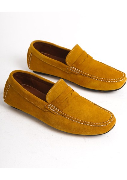 Erkek Deri Süet Hardal Loafer -MBMST2424-HRD fiyatları