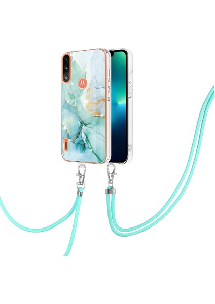 Motoroal Moto E7 Güç Crossbody Kordon Askısı Mermer Yumuşak Tampon Için Kılıf (Yurt Dışından)