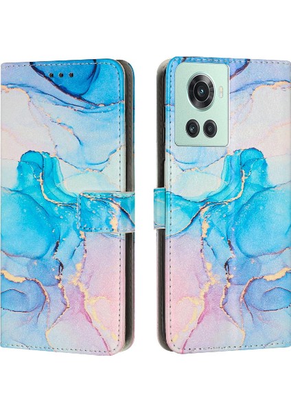 Oneplus 10R Boyalı Mermer Toka Flap Cüzdan Kılıf Kartı Ekleme Için Kılıf (Yurt Dışından)