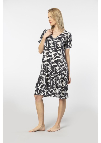 Dokuma Düğmeli Elbise 3603/SIYAH fiyatları