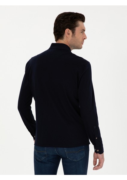 Erkek Lacivert Slim Fit Uzun Kollu Gömlek 50279606-VR033 indirimleri