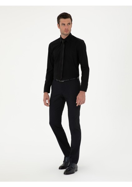 Erkek Siyah Slim Fit Pamuk Klasik Gömlek 50294746-VR046 fırsatları