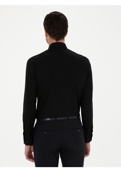 Erkek Siyah Slim Fit Pamuk Klasik Gömlek 50294746-VR046 indirimleri