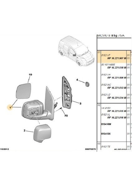 Sağ Ayna Bipper B(2731607001-8153VF)