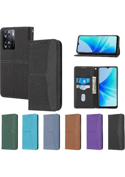 Oppo Için Kılıf A77S 4G/A57E 4g Flip Folio Kitap Pu Deri Kapak Kredi Kartı (Yurt Dışından)