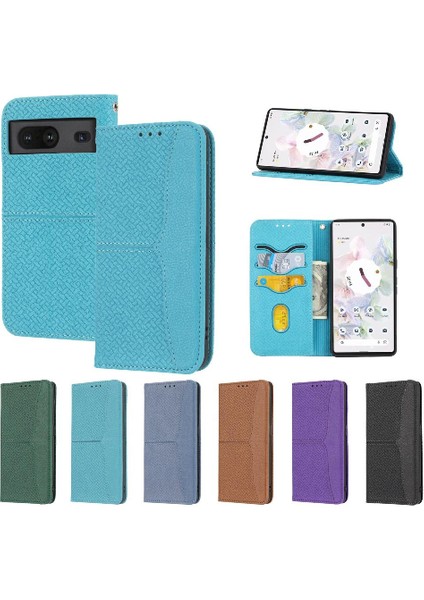 Colorful Shop Google Piksel 8 Flip Folio Kitap Kredi Kartı Tutucu Pu Deri El Için Kılıf (Yurt Dışından)