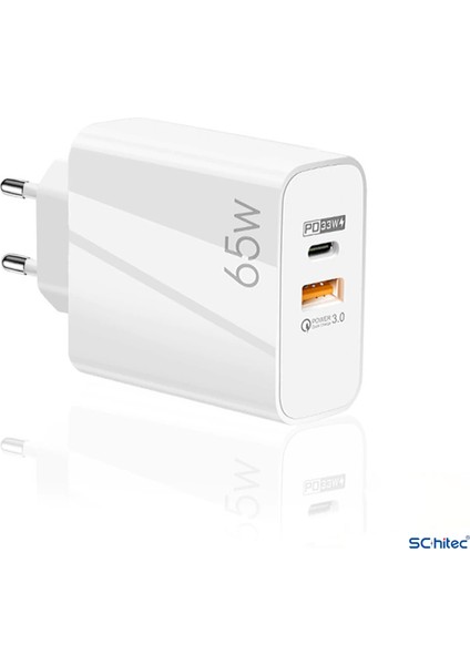 65W Usba PD33W Quick Charger 3.0 Type-C To Lightning 2m Kablolu Hızlı Şarj Aleti Set