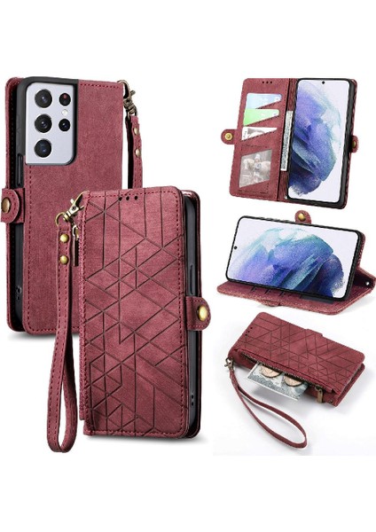 Samsung Galaxy S21 Ultra Darbeye Deri Kılıf Için Flip Case Basit (Yurt Dışından)