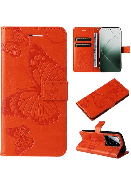 Xiaomi 14 Pro Flip Kickstand Için Kılıf Kart Yuvası Standı ile Pu Deri (Yurt Dışından) modelleri