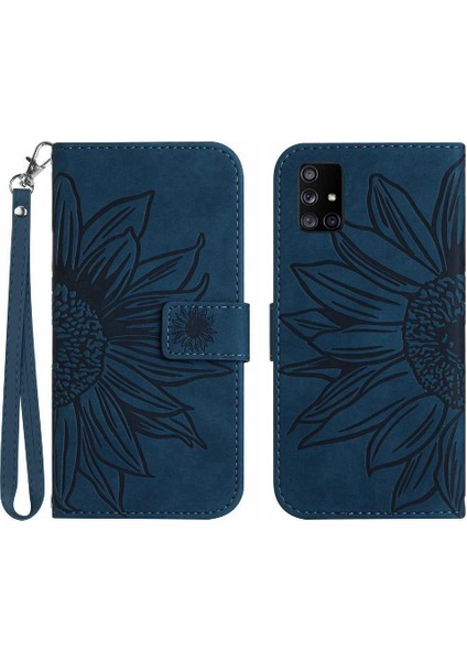 Samsung Galaxy A71 5g Için Kılıf Lüks Pu Deri Kısa Kayış Kabartmalı Flip (Yurt Dışından)