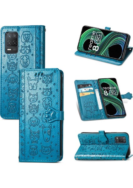 Realme 8 5g Karikatür Hayvanlar Için Kılıf Darbeye Kapak Kapak Kısa Kayış (Yurt Dışından)