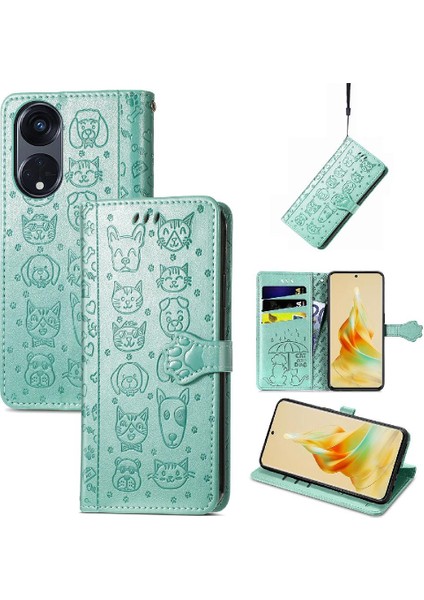 Oppo Oppo 8t 5g Flip Kapak Için Kılıf Karikatür Hayvanlar Kısa Kayış Deri (Yurt Dışından)