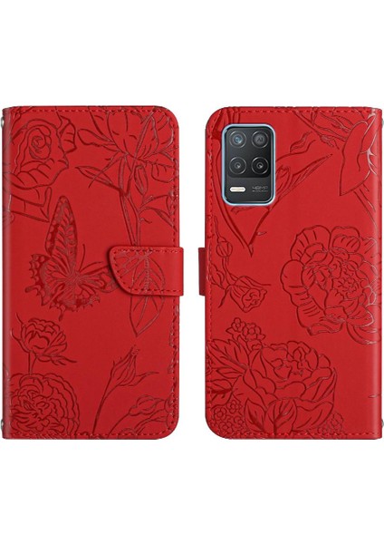 Bilek Kayışı Anti-Damla Koruma Pu Deri Flip ile Realme 8 5g Için Kılıf (Yurt Dışından)