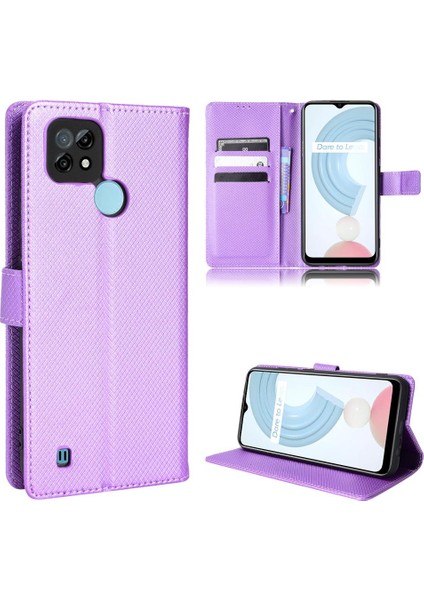 Realme C21 Kart Tutucu Kapak Manyetik Cüzdan Kickstand Için Kılıf (Yurt Dışından)
