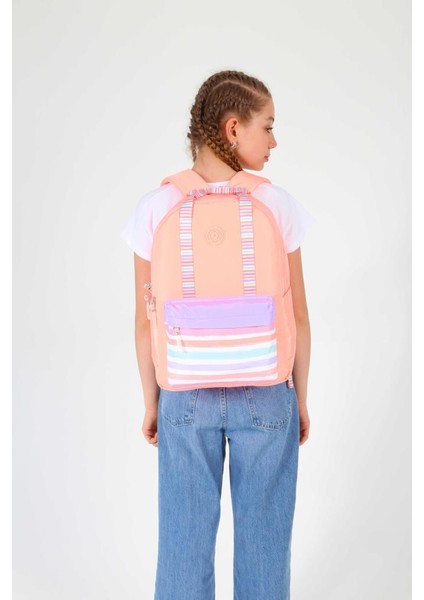 Double Stripe Sırt Çantası Salmon K1766 modelleri