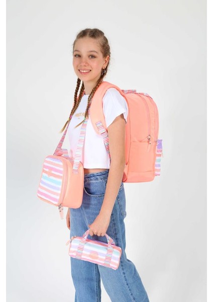 Double Stripe Sırt Çantası Salmon K1766 indirimleri