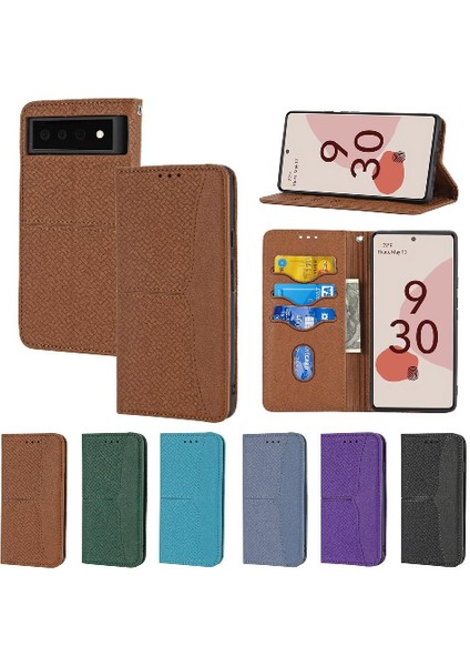 Google Piksel 6 Pro Flip Folio Kitap Kredi Kartı Tutucu El Cüzdan Için Kılıf (Yurt Dışından)