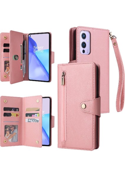 Oneplus 9 Için Kılıf Fermuar Cüzdan Kapak El Kayışı ile Manyetik Deri (Yurt Dışından)