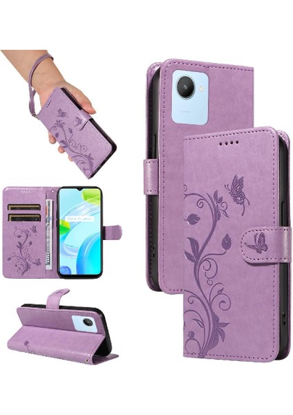 El Kayışı ve Kart Yuvası Cüzdan Telefon Kılıfı ile Realme C30 4g Için Kılıf (Yurt Dışından)