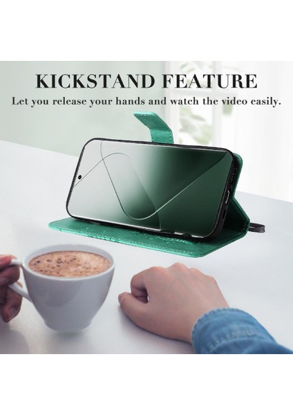 Xiaomi 14 Pro Flip Kickstand Için Kılıf Kart Yuvası Standı ile Pu Deri (Yurt Dışından) modelleri