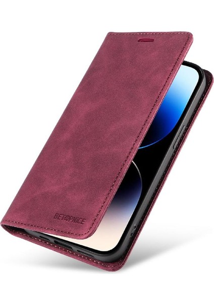 Iphone 15 Için Kılıf Pro Max Koruyucu Pu Deri Manyetik Folio Cüzdan (Yurt Dışından)