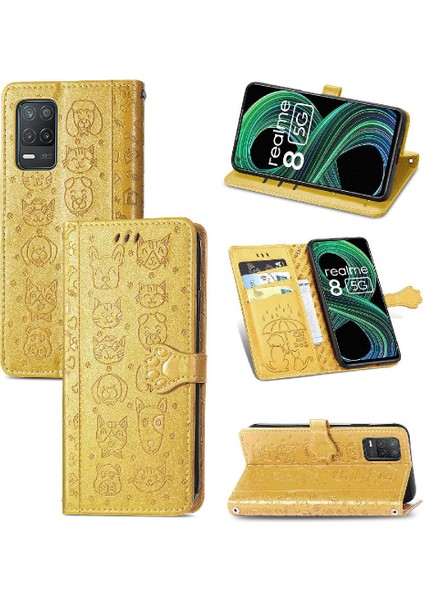 Realme 8 5g Karikatür Hayvanlar Için Kılıf Darbeye Kapak Kapak Kısa Kayış (Yurt Dışından)