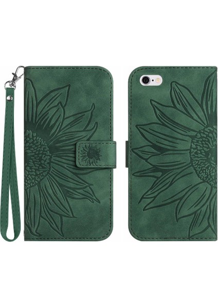 Iphone 6 Için Kılıf Artı/6s Artı Flip Cüzdan Telefon Kılıfı Kabartmalı Ayçiçeği (Yurt Dışından)