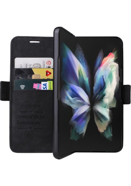 Colorful Shop Samsung Galaxy Z Için Kılıf Fold 3 5g Kart Yuvaları Cüzdan Kapak Çevirin Tpu (Yurt Dışından)