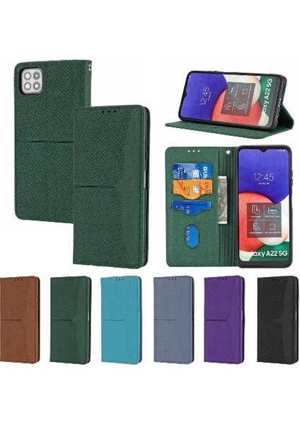 Samsung Galaxy A22 5g Flip Folio Kitap Pu Deri Kapak El Kartı (Yurt Dışından)
