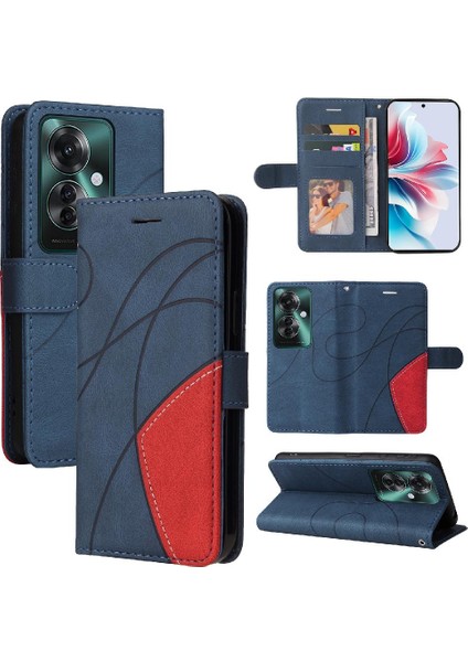Oppo F25 Pro 5g Için Flip Case Pu Deri Flip Folio Kılıf ile Iki Renkli (Yurt Dışından)