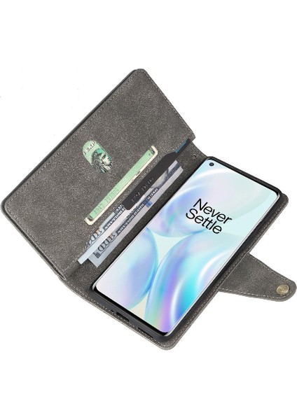 El Kayışı Kart Tutucu ile Oneplus 8 Fermuar Cüzdan Kapak Için Kılıf (Yurt Dışından)
