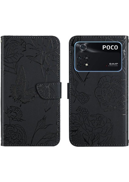 Xiaomi Poco M4 Pro 4g Darbeye Deri Kılıf Çiçekler ve Pu Flip (Yurt Dışından)