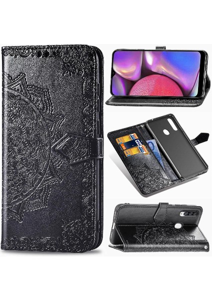 Samsung A20S Darbeye Basit Iş Deri Kılıf Zarif (Yurt Dışından)