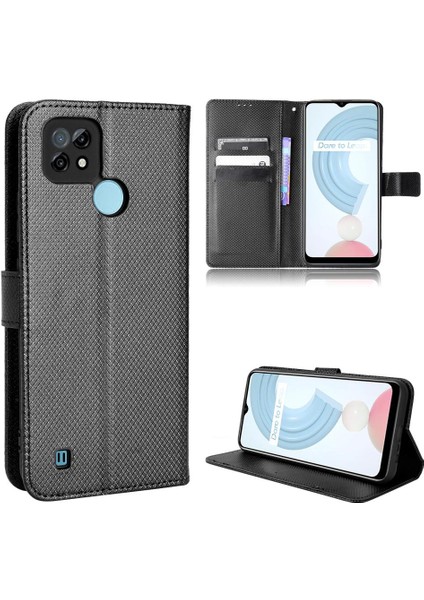 Realme C21 Kart Tutucu Kapak Manyetik Cüzdan Kickstand Için Kılıf (Yurt Dışından)