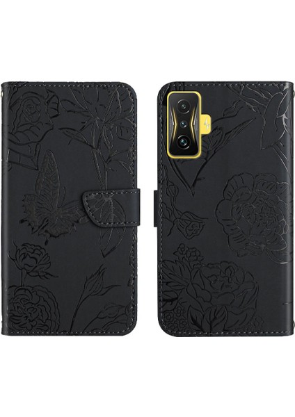 Xiaomi Poco F4 Gt Çiçekler ve Kelebekler Darbeye Deri Kılıf (Yurt Dışından)