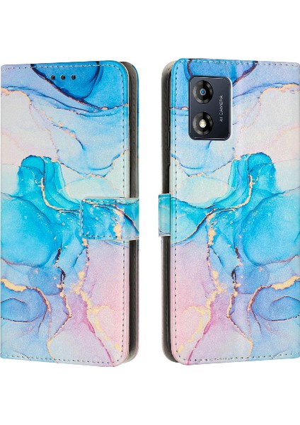 Motorola Moto E13 Darbeye Kapak Kapak Boyalı Mermer Kart Flap (Yurt Dışından)