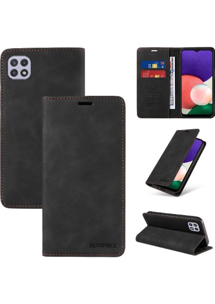 Samsung Galaxy A22 5g Için Kılıf Koruyucu Manyetik Folio Cüzdan Pu Deri (Yurt Dışından)