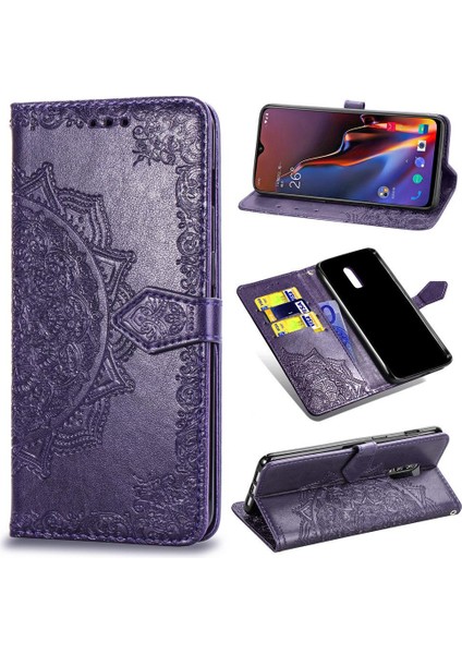 Oneplus 6t Darbeye Zarif Desen Deri Kılıf Kapak Çevirin (Yurt Dışından)