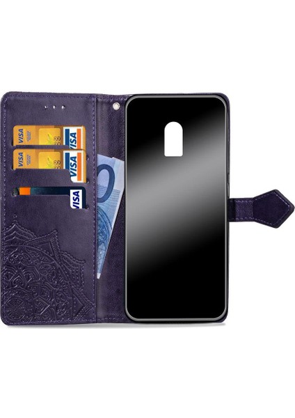 Oneplus 6t Darbeye Zarif Desen Deri Kılıf Kapak Çevirin (Yurt Dışından)