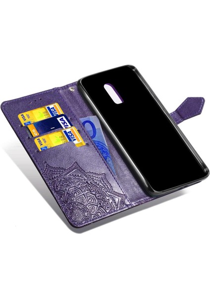 Oneplus 6t Darbeye Zarif Desen Deri Kılıf Kapak Çevirin (Yurt Dışından)