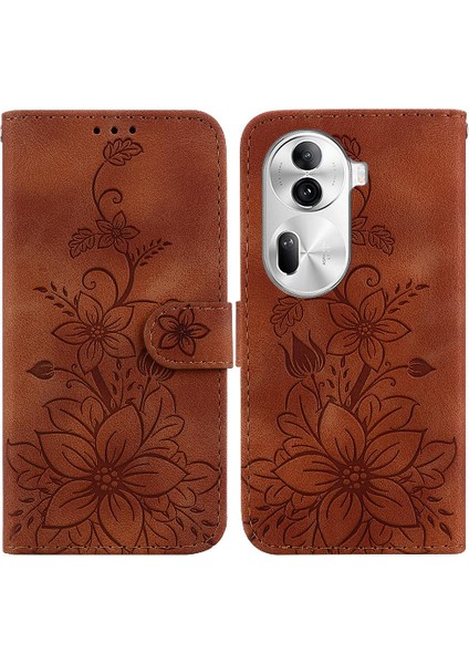 Oppo Oppo 11 Pro 5g Için Kılıf Kart Tutucu Kabartmalı Zambak Kickstand Cüzdan (Yurt Dışından) indirimleri