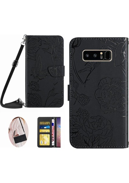 Samsung Galaxy Not 8 Telefon Kılıfı Için Kart Tutucu ve Uzun Kayış Pu (Yurt Dışından)