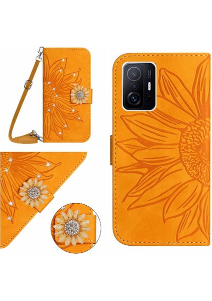 Xiaomi 11T/11T Pro Telefon Kılıfı Ayçiçeği Deri Cüzdan ile Bir (Yurt Dışından)