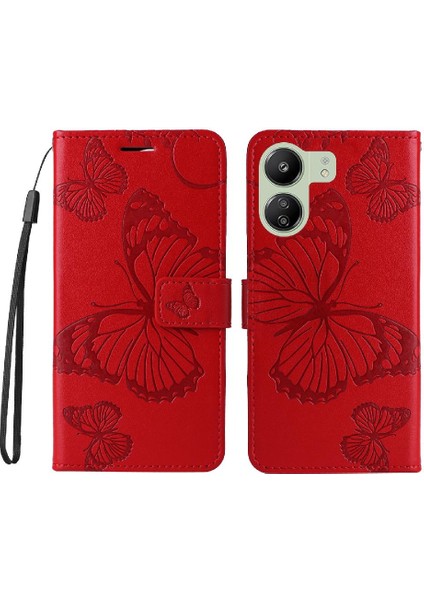 Kart Yuvası Standı ile Xiaomi Redmi 13C 4g Için Kılıf Pu Deri Kapak Çevirin (Yurt Dışından)