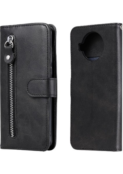 Xiaomi 10T Lite Için Kılıf Deri Kart Yuvası Sahipleri Koruyucu Kapak Fermuar (Yurt Dışından)